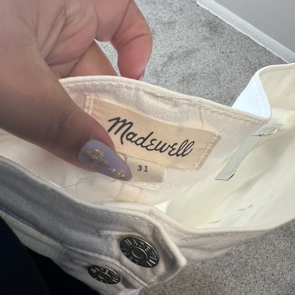 Madewell Stretch Denim A-Line Mini Skirt in Tile White: Button-Front Edition - Picture 4 of 6